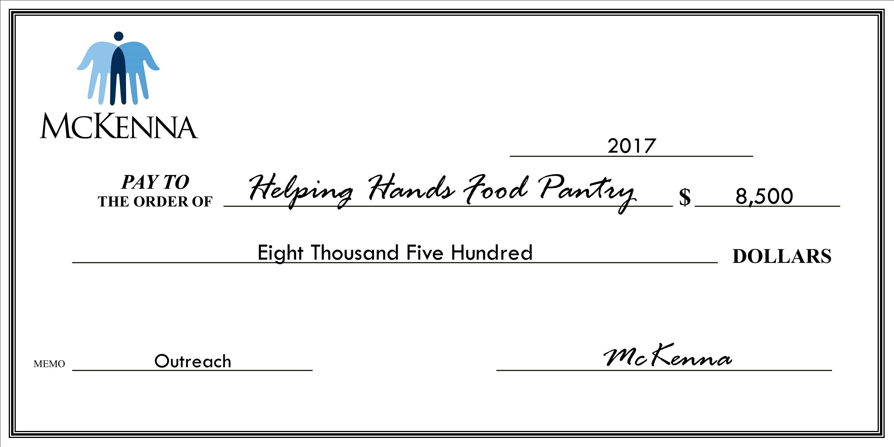 Helping Hands food Pantry - $8,500