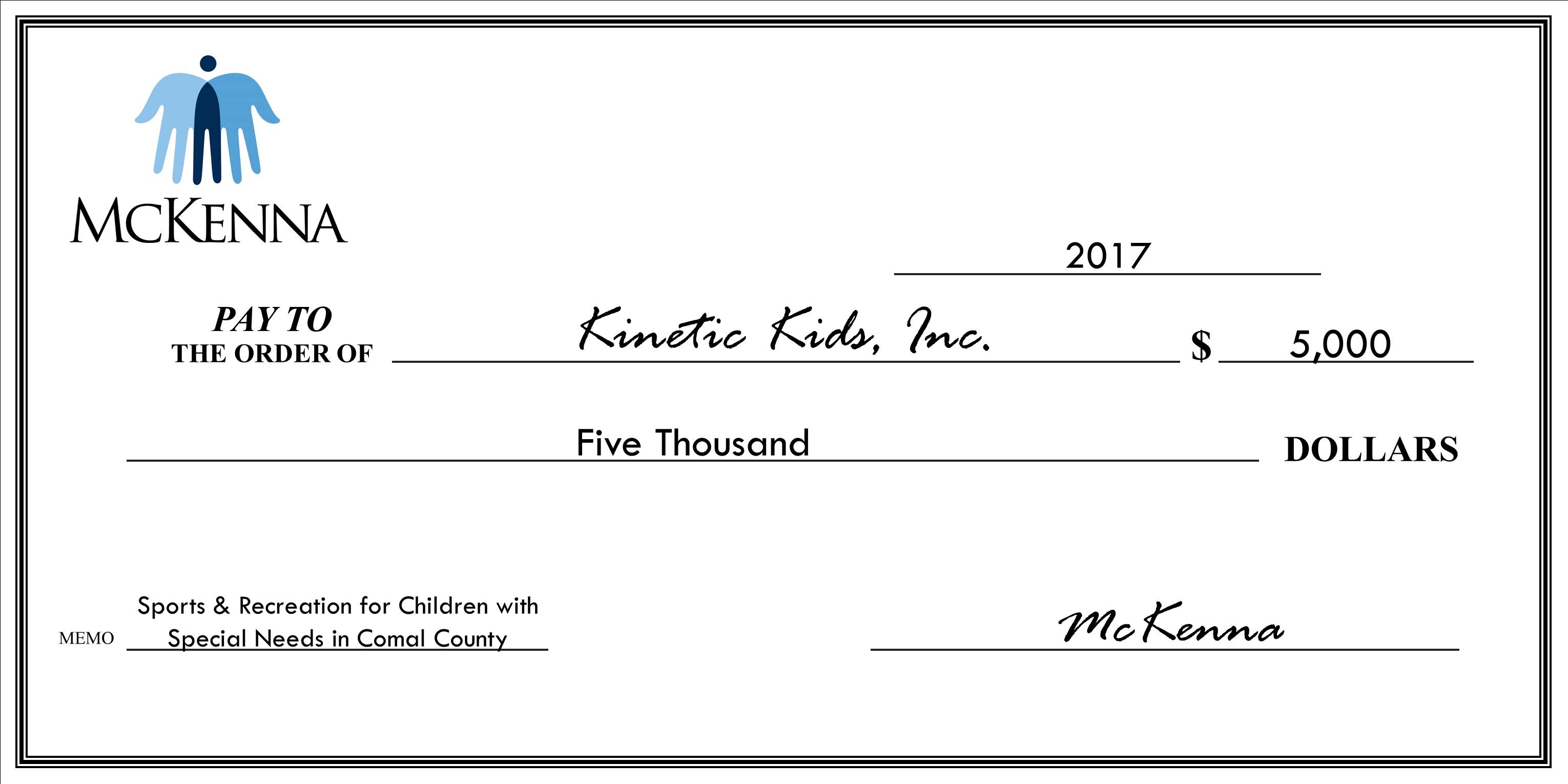 Kinetic Kids, Inc. - $5,000